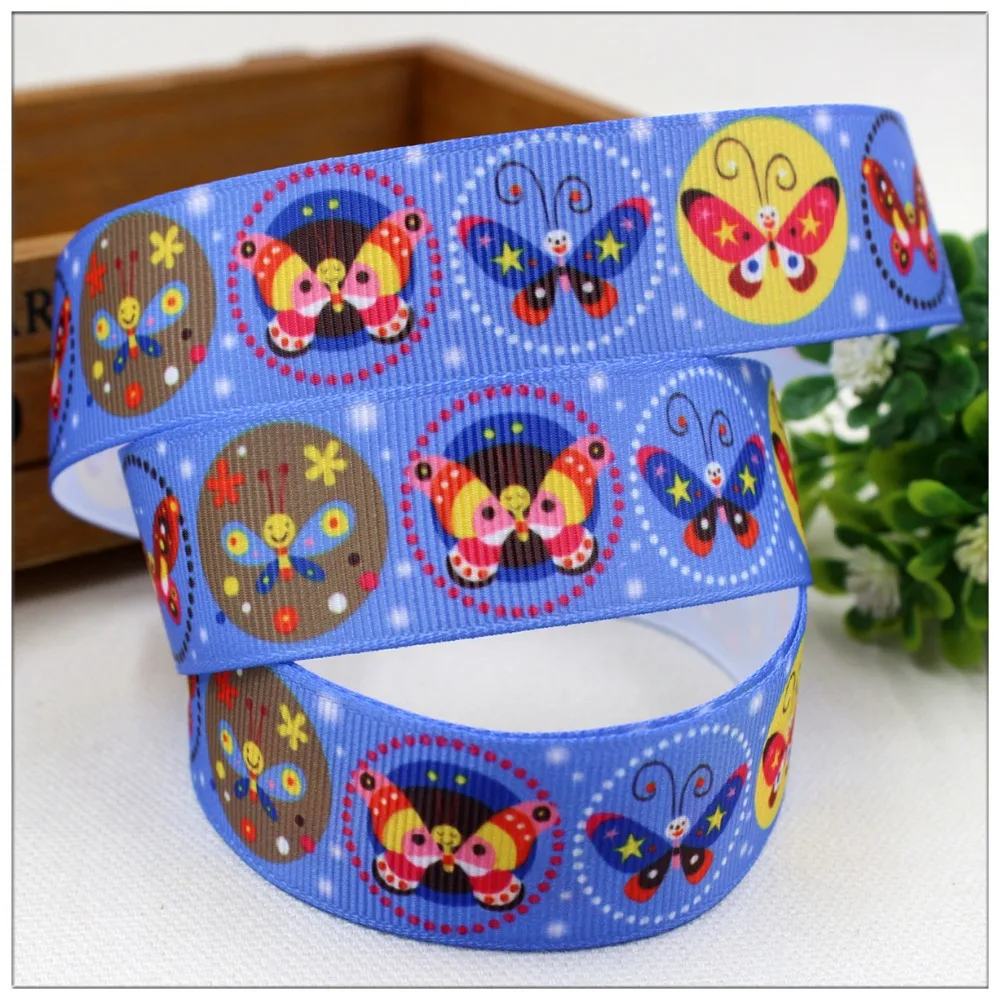Лента бабочка корсажная с принтом 1572997 22 мм 5 ярдов/партия|butterfly ribbon|gift wrapribbon ribbon |