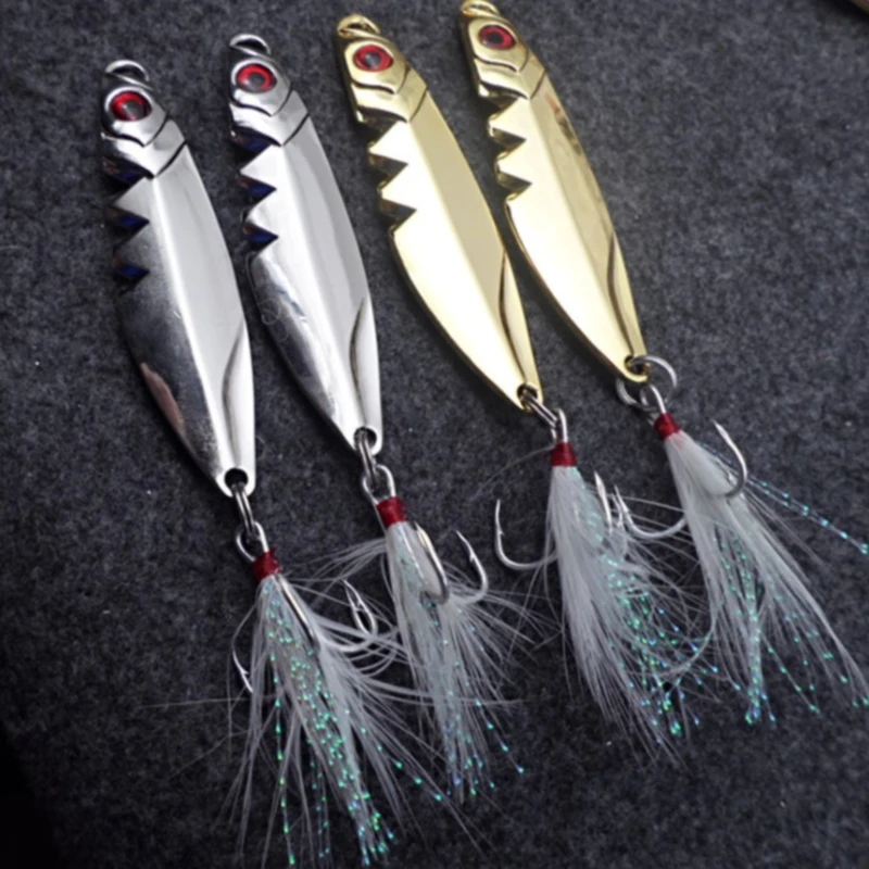Gorgons Fishing Lure Metal Jigs Trout Spoon Jigging Feather Hooks Deep Diving | Lures