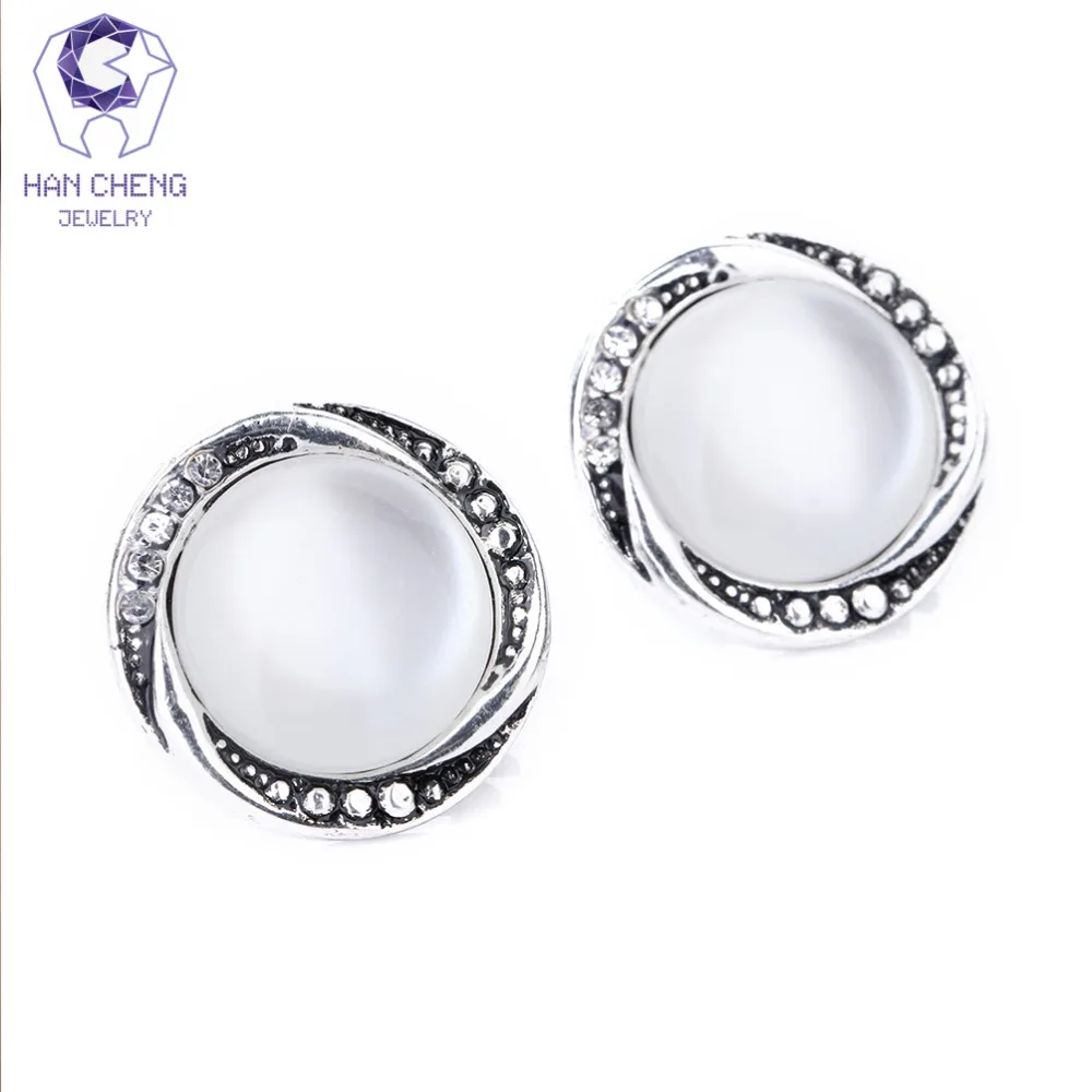 Новые Круглые Серьги HanCheng в виде драгоценных камней стразы Женские Ювелирные