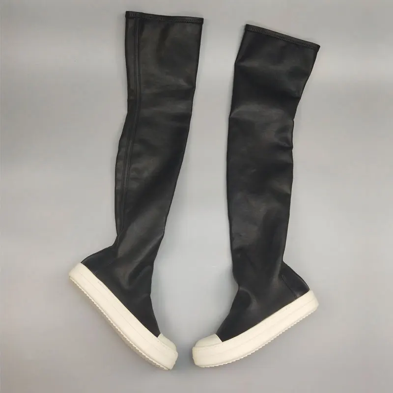 Женские кожаные сапоги носки из эластичной ткани облегающие до колена унисекс