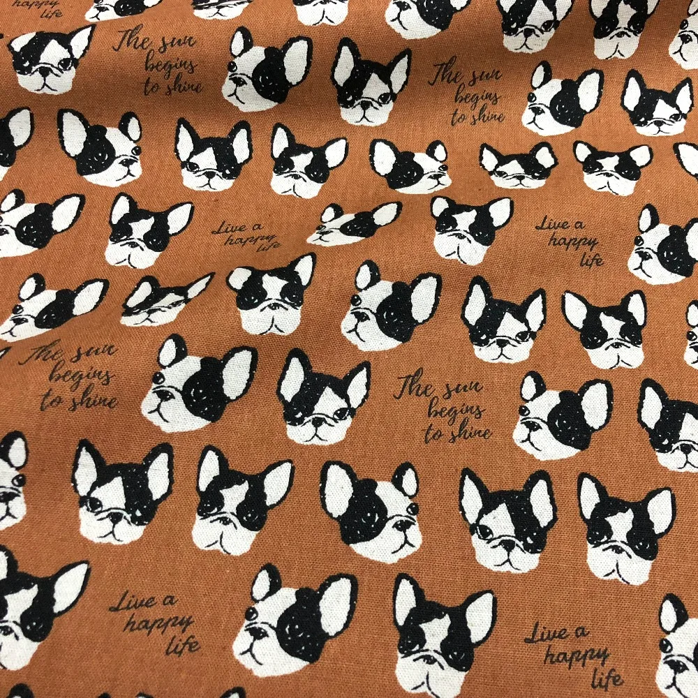 Полметра японский KOKKA хлопок лен холст ткань DIY Лоскутная Ткань бульдог D|cotton linen