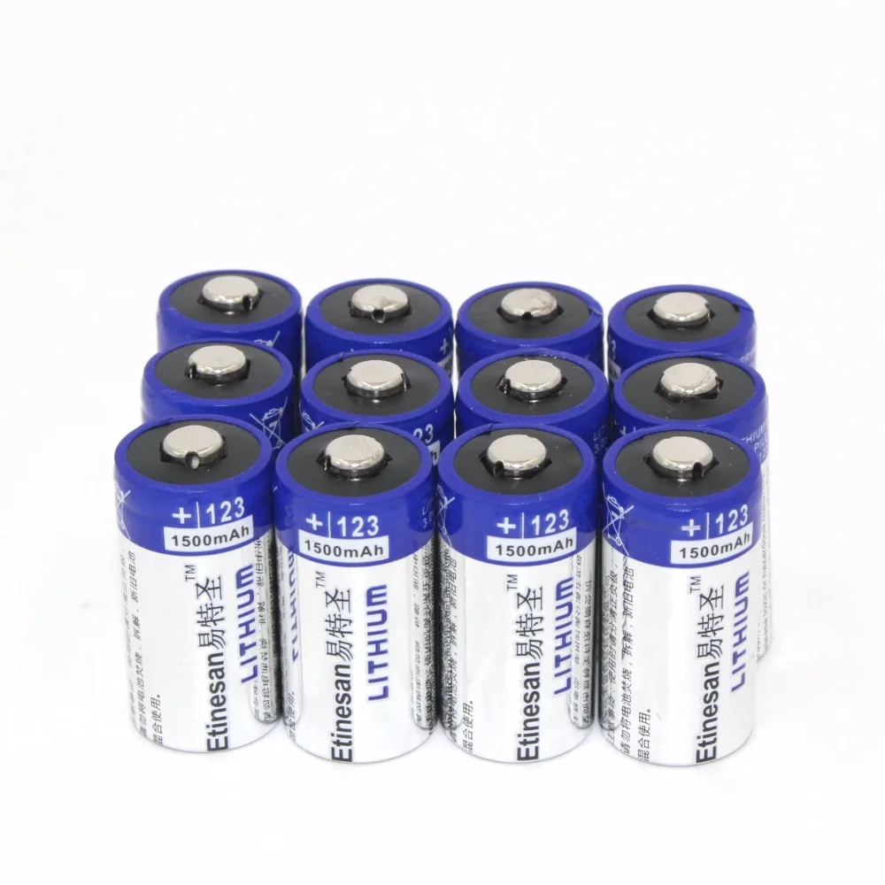 12 шт./лот Etinesan1500mAh литиевая батарея CR123A 3 V фотобатарея EL123A CR17345 123 123a вольт |