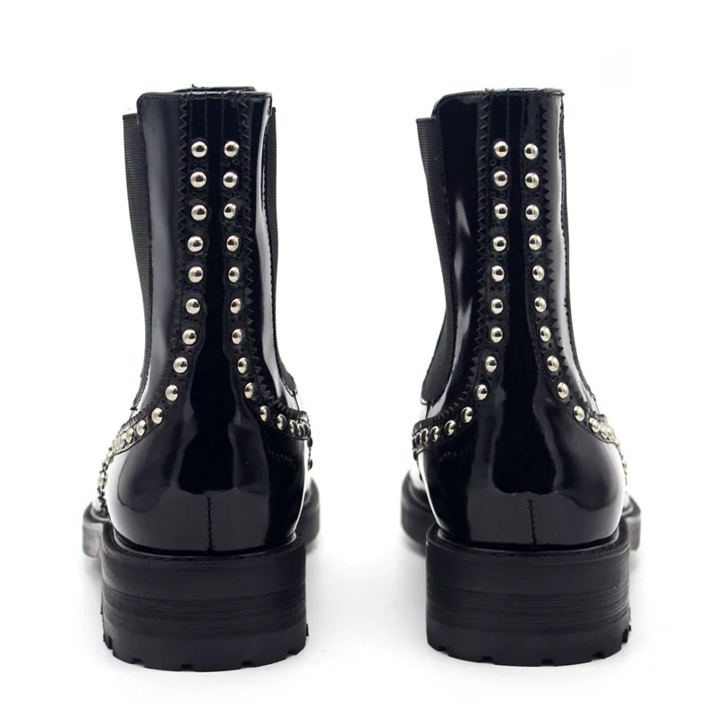 Ботинки Челси мужские с заклепками броги ручной работы полусапожки на среднем