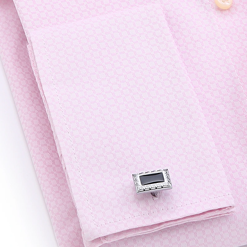 Men's Long Sleeve Casual Male Shirts French Cuff Dress 4XL Men Cufflinks Shirt 2019 New Pink Jacquard Fabric | Мужская одежда
