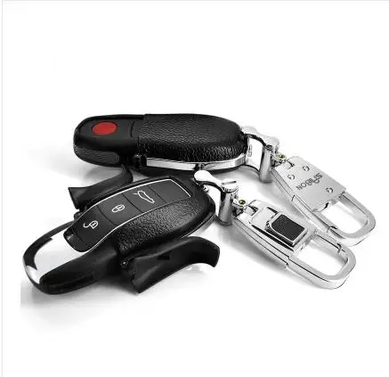 ShinMan коровья кожа+ ABS чехол для ключей ключи защиты оболочки для Porsche ключ чехол для Porsche Macan Boxter Cayenne 911 Panamera 4S - Название цвета: Black