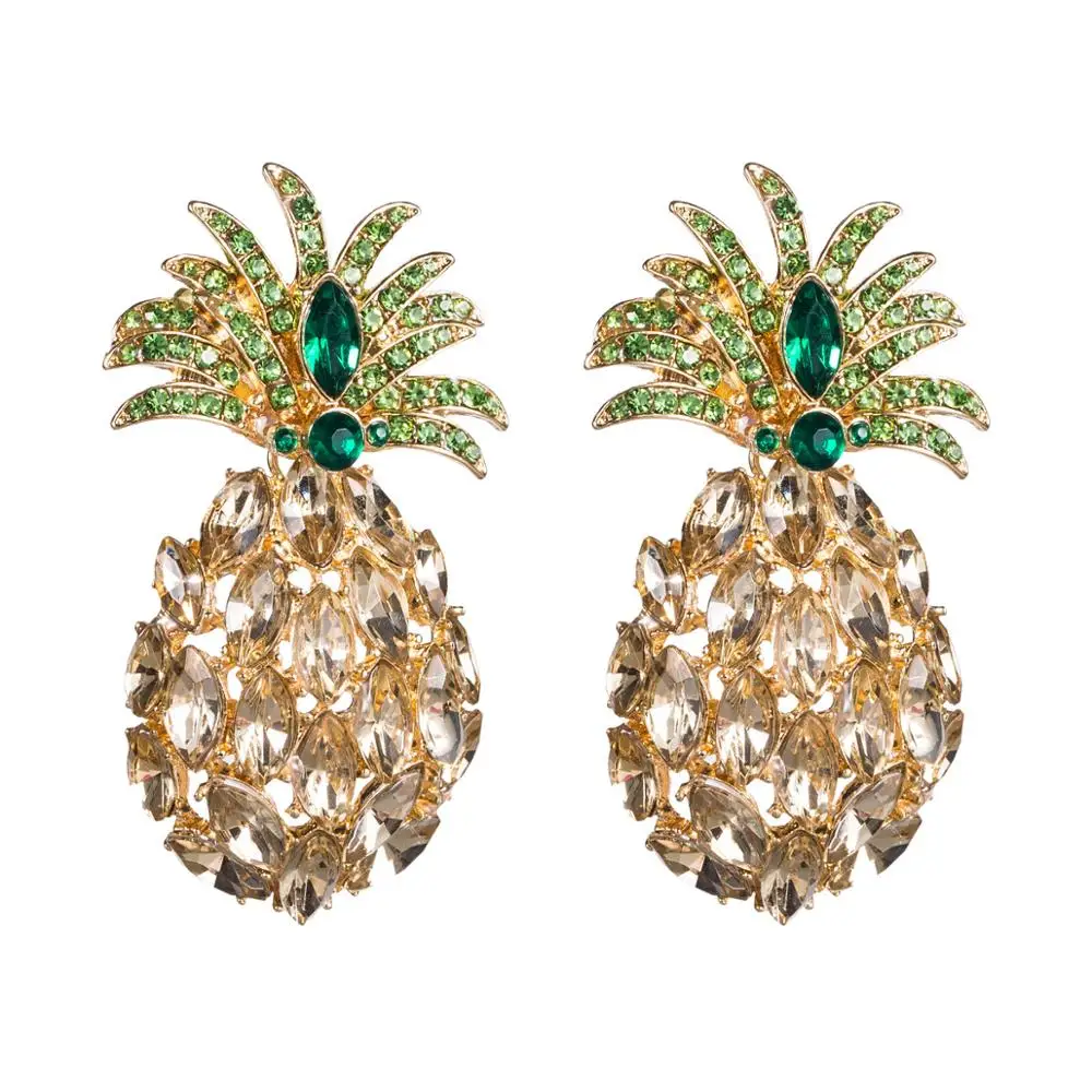 Женские Висячие серьги ZA Ananas Diamante эффектные висячие с кристаллами ананаса летние