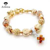 hot sale christmas adjustable vintage gold color bracelets for women diy charm bracelets bangles with crystal beads
