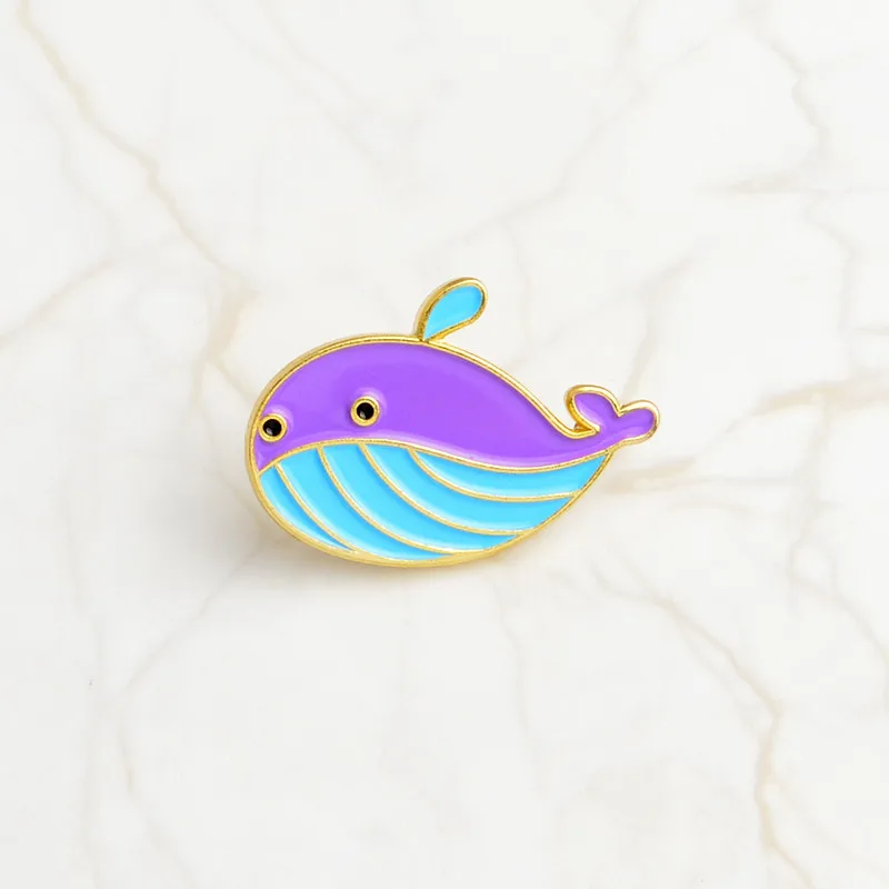 whale Qihe ювелирные изделия море cuties pin Китовая акула Нарвала Осьминог рыбы фугу твердым эмалиевым покрытием контактный штырь отворотом броши значки для визиток - Окраска металла: whale