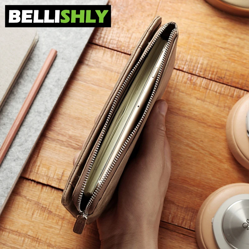 Bellishly 2019 portemonnee mannen мужской кошелек из натуральной кожи винтажный Модный Длинный
