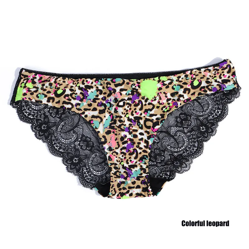 Colorful Leopard Сексуальные кружевные трусики для женщин, бесшовное ультратонкое нижнее белье, леопардовые стринги, женские трусики, нижнее белье, трусы - Цвет: Colorful Leopard