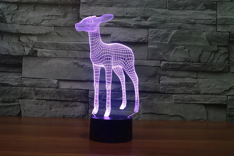 Креативная 3D лампа с оленем ночник новинка USB LED Настольная цветной сенсорный