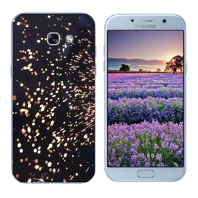 Чехол для Samsung A5 2017 Мягкий силиконовый чехол телефона с принтом снежинки Fundas Galaxy