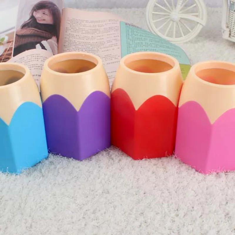 2pcs/lot Pencil Shape Pen Holder Box Stationery Desk Accessories Tidy Design Container Gift Storage Supplies Cute | Канцтовары для