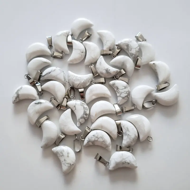 White Turquoise 50 шт./партия высококачественный отобранный натуральный камень форма Полумесяца Подвески для изготовления ювелирных изделий DIY бесплатно - Окраска металла: White Turquoise