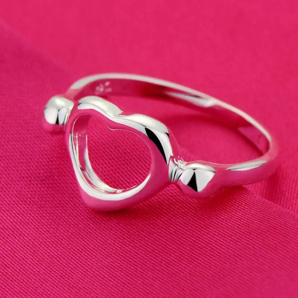 Low Price Wholesale Silver Color Heart Shaped Finger Ring Woman Fashion Valentine's Day Jewelry drop shipping 5-9# anel bague |