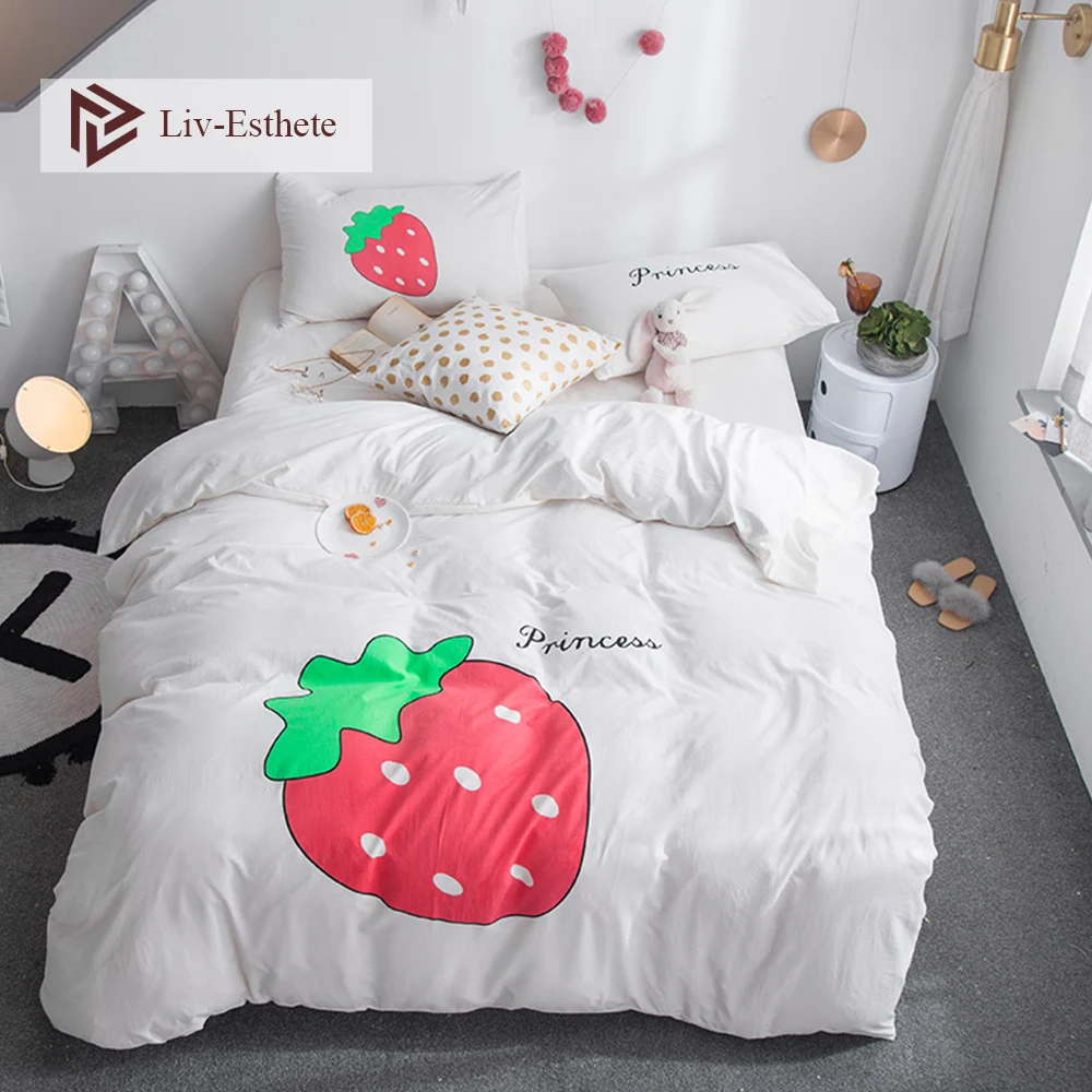 Liv Esthete горячая Распродажа клубничный мультяшный Комплект постельного белья