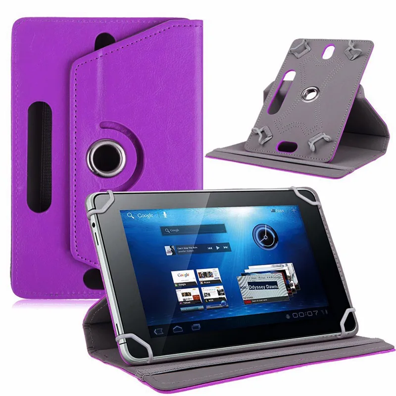 Purple 10 дюймов Универсальный Флип вращающийся кожаный чехол для ipad samsung huawei Стенд Чехлы для 10,1 дюймов защиты планшета - Цвет: Purple