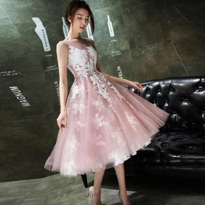 Короткое Вечернее Платье До Колена 2017 розовое платье из органзы цвета слоновой