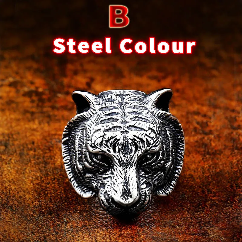 B STYLE Steel Байер 316L нержавеющая сталь Нос Викинг реалистичные лев тигр животное амулет один для мужчин скандинавский кольцо ювелирные изделия LR307 - Цвет основного камня: B STYLE Steel