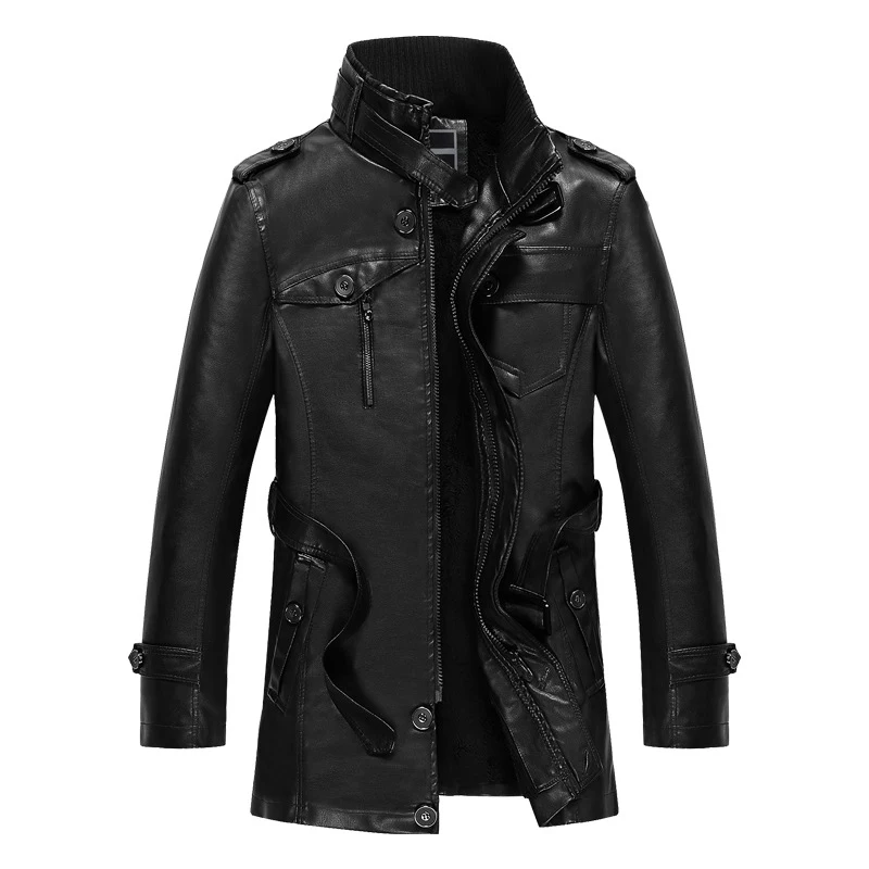 

Толстая мотоциклетная куртка с длинным стоячим воротником из кожи