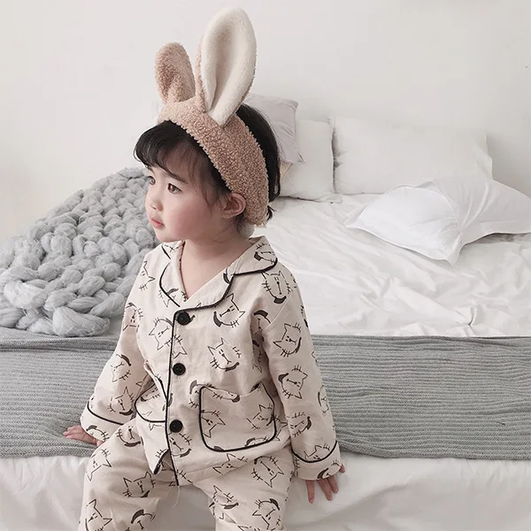 Пижамный комплект детский весенний из топа с длинным рукавом и брюк | Детская