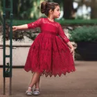 Детское кружевное платье с цветочной вышивкой, на осеньзиму