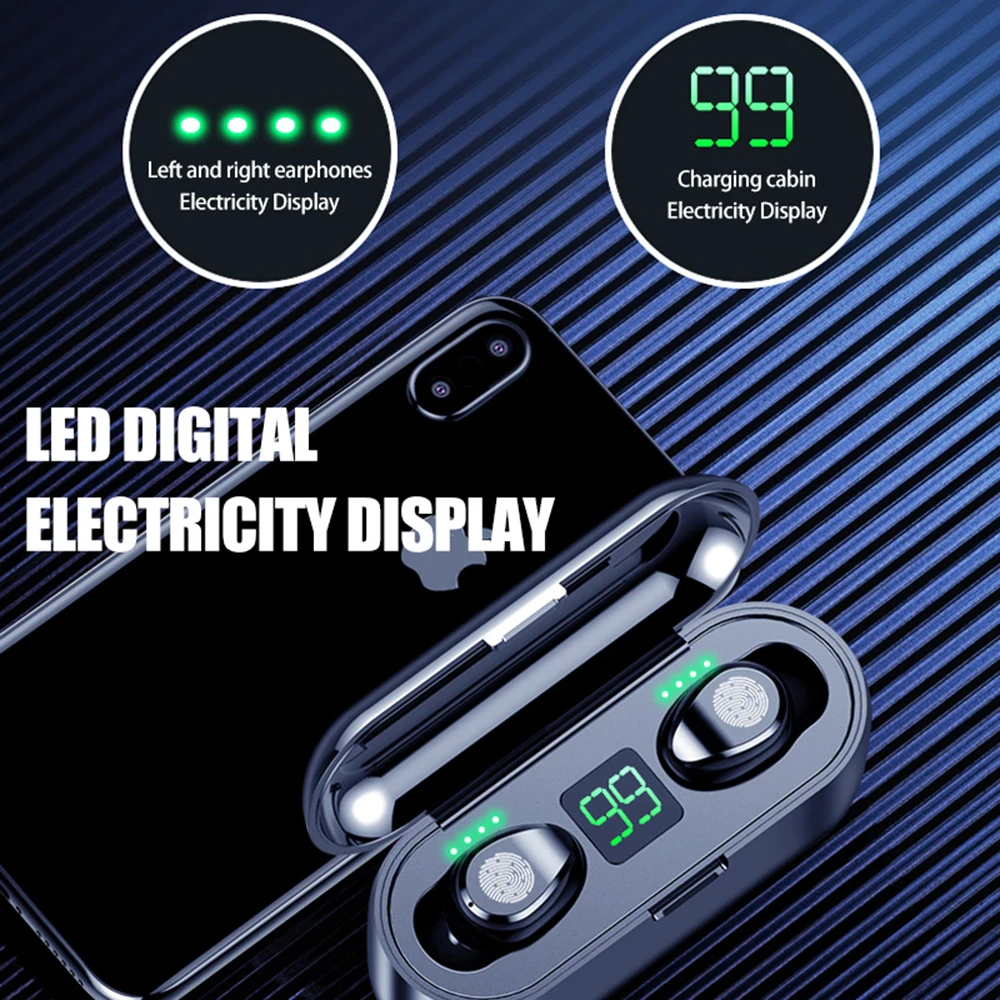 8D стерео Bluetooth наушники светодиодный дисплей TWS беспроводной 5 0