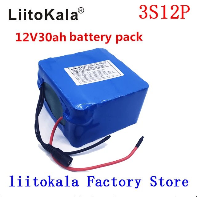 LiitoKala 12V 30Ah 3S12P 11 1 V 12 6 мощный литиевый аккумулятор для инвертора ксеноновая лампа