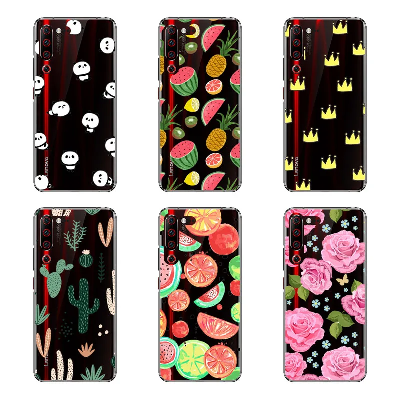 Lenovo Z6 Pro Case Silicon Black Painting flower Soft TPU Back Cover for protect Phone cases shell |