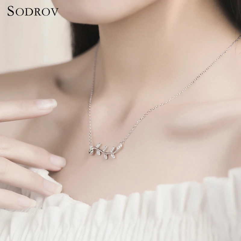 

925 Sterling Silver Unique Leaves Pattern Brief Pendant Necklaces for Women Charming Fine Jewelry joyas de plata 925 N013