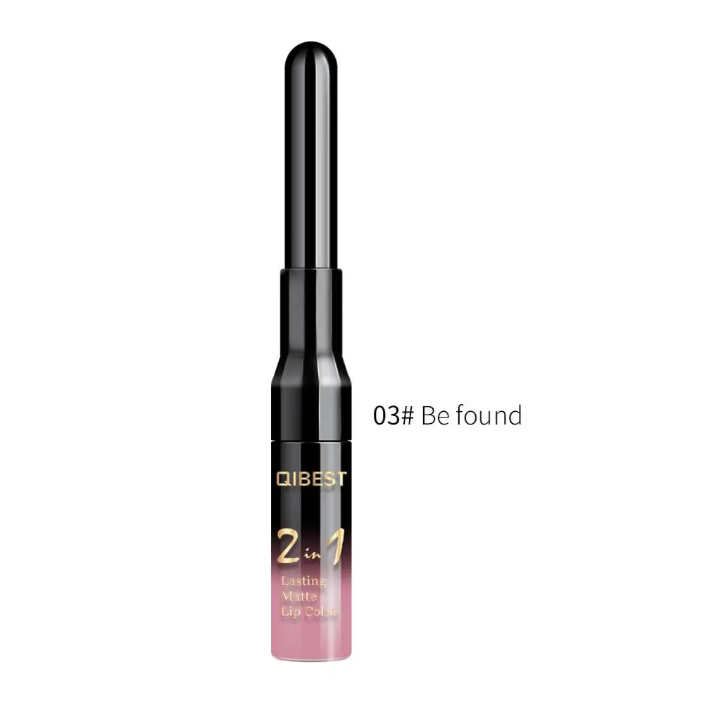 2 in 1 Double Head Liquid Matte Lipstick Lip Gloss& Lip Liner Waterproof Nude Lipstick Set Lipgloss Mate Lip stick Pen Makeup - Цвет: 3