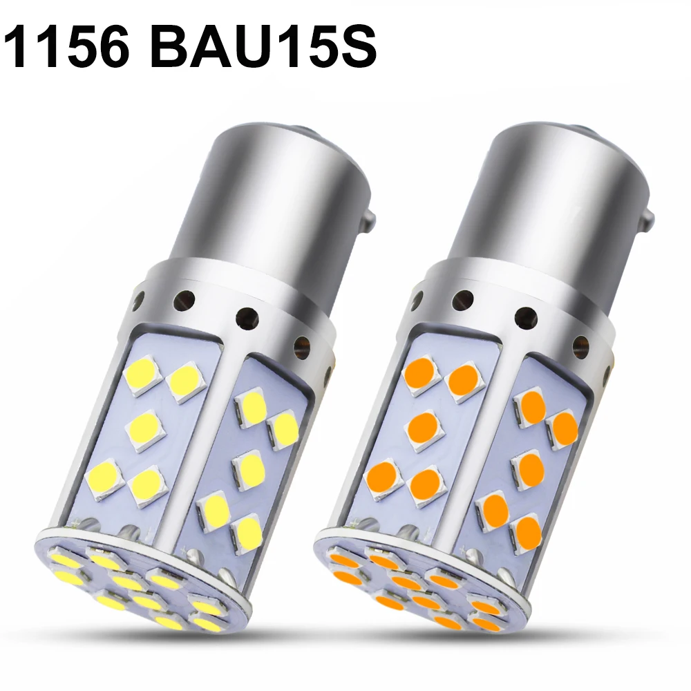 1 шт. 9-30 в 1156 BAU15S PY21W Светодиодная лампа 35 SMD 3030 светодиодная белая Янтарная желтая