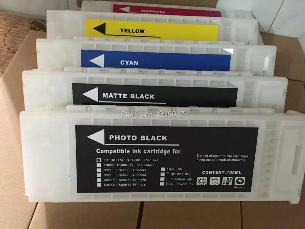 

5 pcs/lot 700ml refillable ink cartridges for Epson SureColor T3000 ink cartridges with Chip
