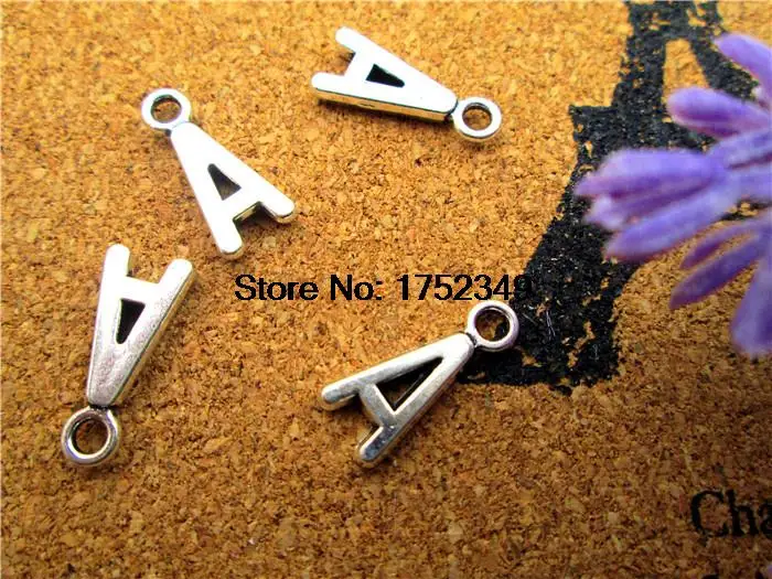 30 шт. подвески с буквами алфавита антикварийная серебряная подвеска 16x7 мм|charm
