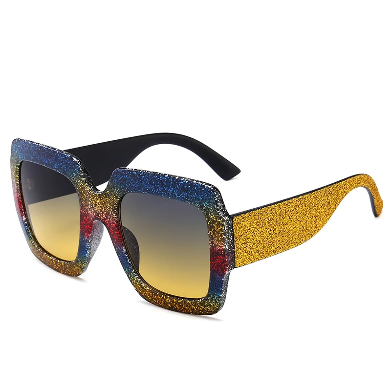 Красочные Bling Площади Кристалла Для женщин солнцезащитные очки 2018 gafas де сол UV400
