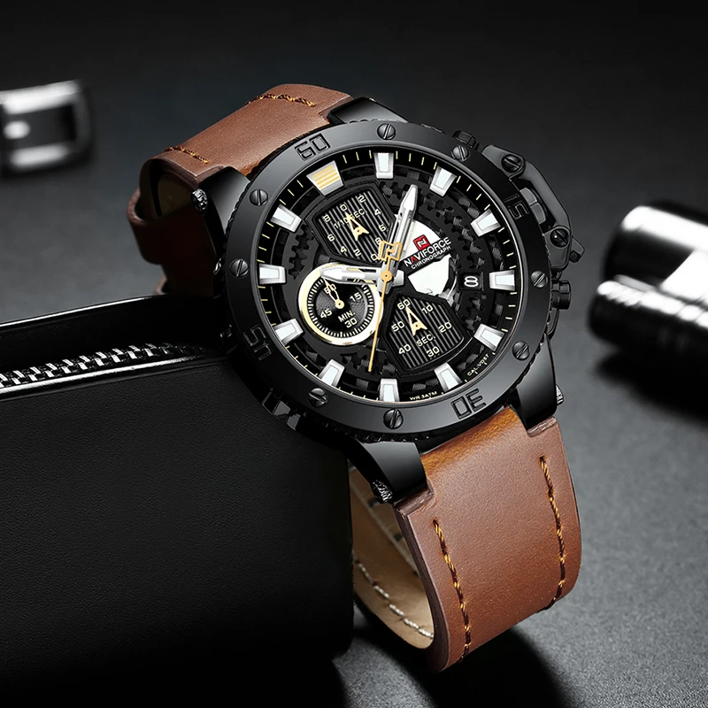 Мужские часы NAVIFORCE модные спортивные кварцевые мужские от ведущего бренда