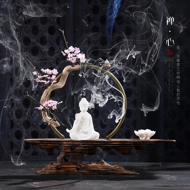 Zen Lucky курильница для благовоний выветренная древесина искусственные растения