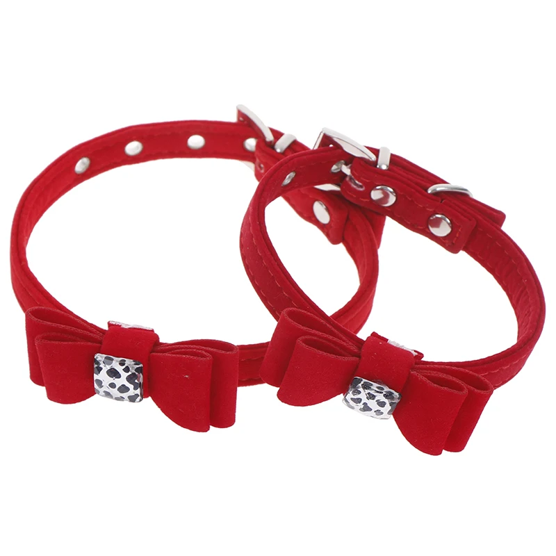 Ошейник для домашних животных с бантом ошейник кошки регулируемый бархатный