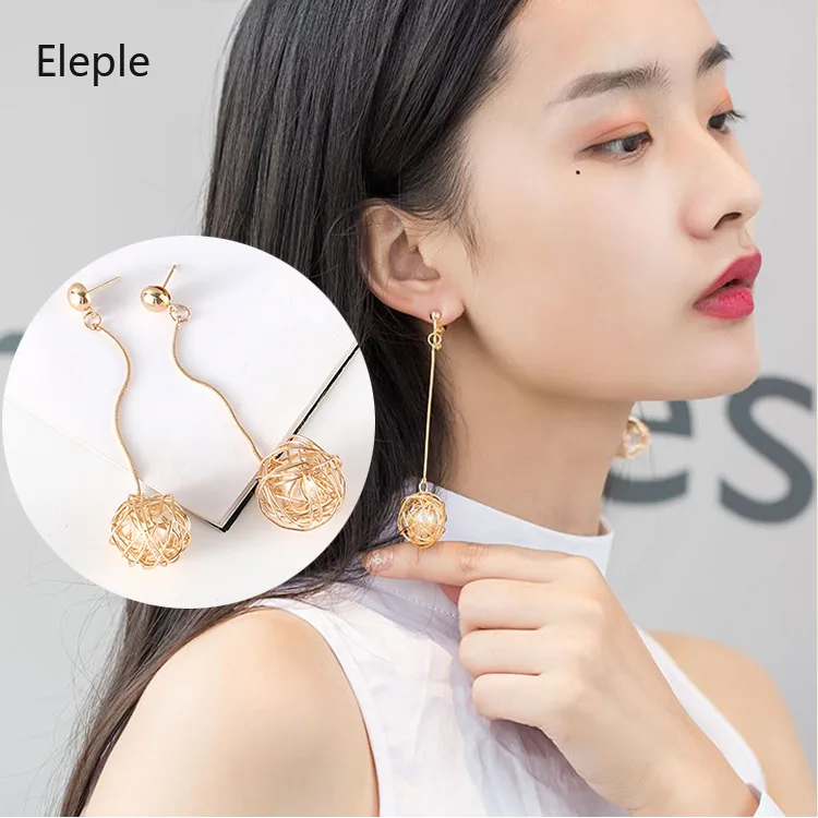 Элегантные корейские модные ювелирные Длинные свадебные жемчужные серьги