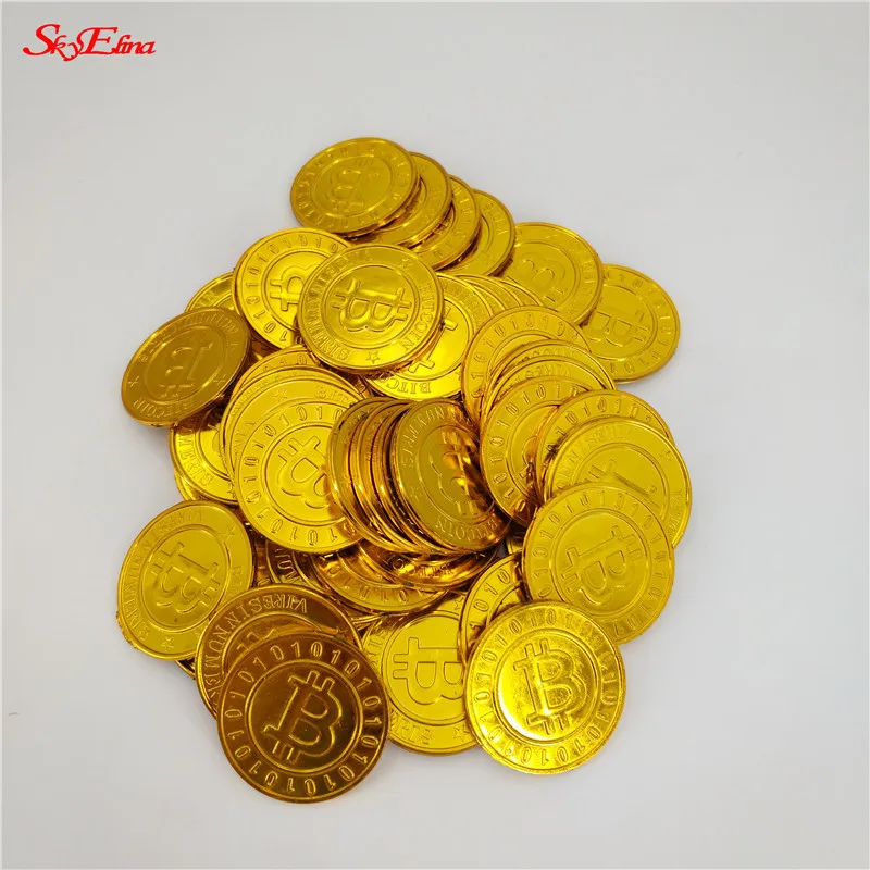100pcs Plastic Gold-plated Bitcoin Coin Art Collection Gift Children's Toys Coins 7zHH263 |