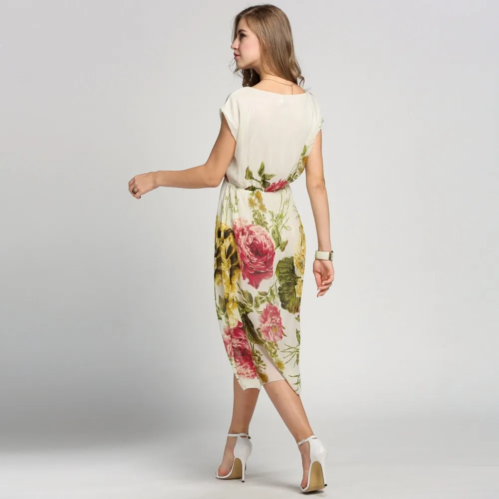 2016 Летняя Мода Шифон Винтаж Длинное Платье Женщины Элегантный Цветочный Boho