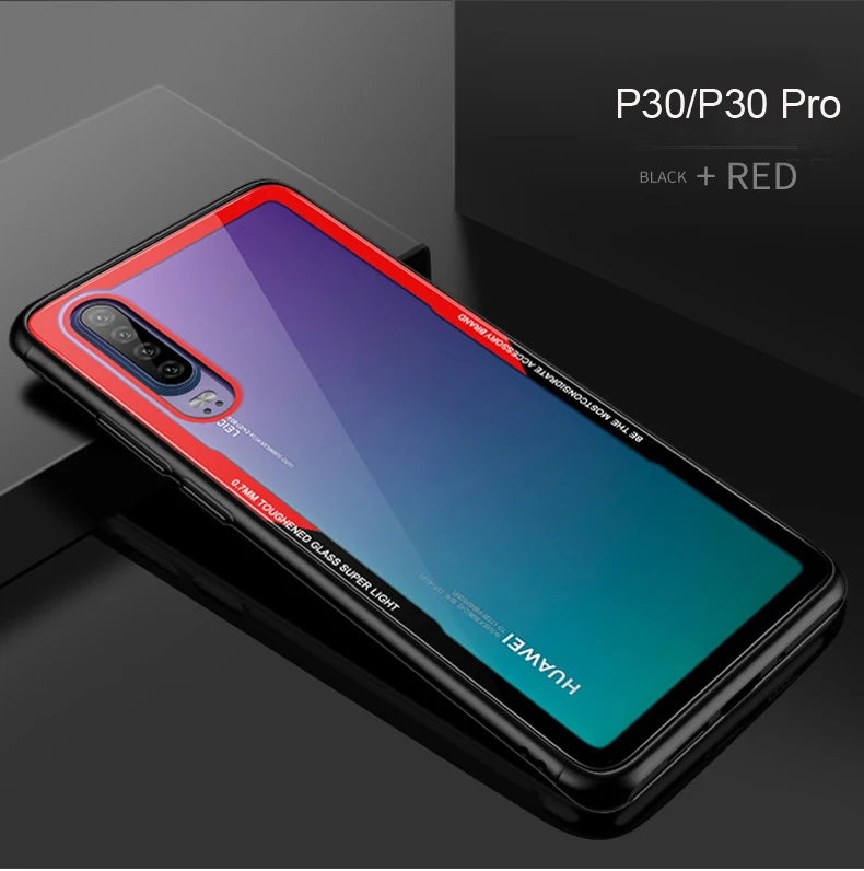 Для huawei p30 P30 Pro, стеклянный чехол, роскошный, глянцевый, закаленное стекло, силиконовая рамка, Жесткий Чехол для huawei p30 pro