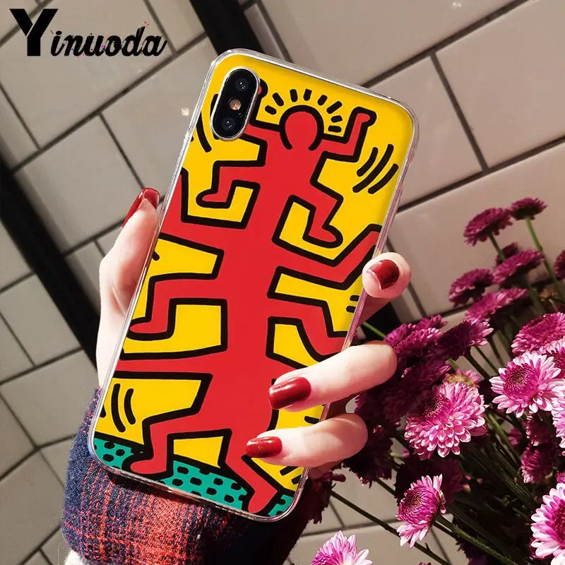 11pro MAX Keith Haring art роскошный уникальный прозрачный чехол из ТПУ для iPhone X XS 6 6s 7 7plus 8