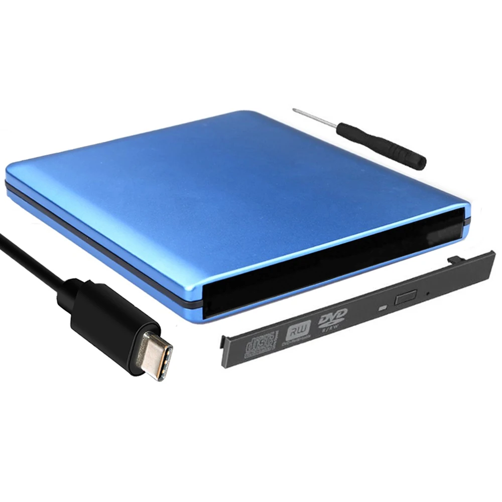 Type C USB 3.1 Aluminum Alloy External CD/DVD RW Enclosure 9.5mm SATA Optical Drive Case For laptop Notebook without Driver | Компьютеры и