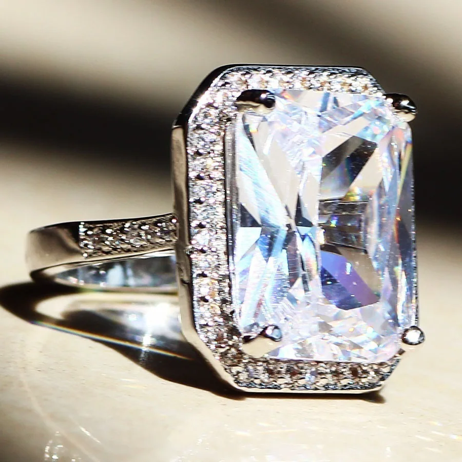 Серебро 925 пробы Стерлинговое натуральное кольцо с камнем квадратное Bizuteria Anillos ювелирные изделия для женщин Серебряные алмазные белые топазовые кольца серебряные украшения gümüş серебро 925 кулоны