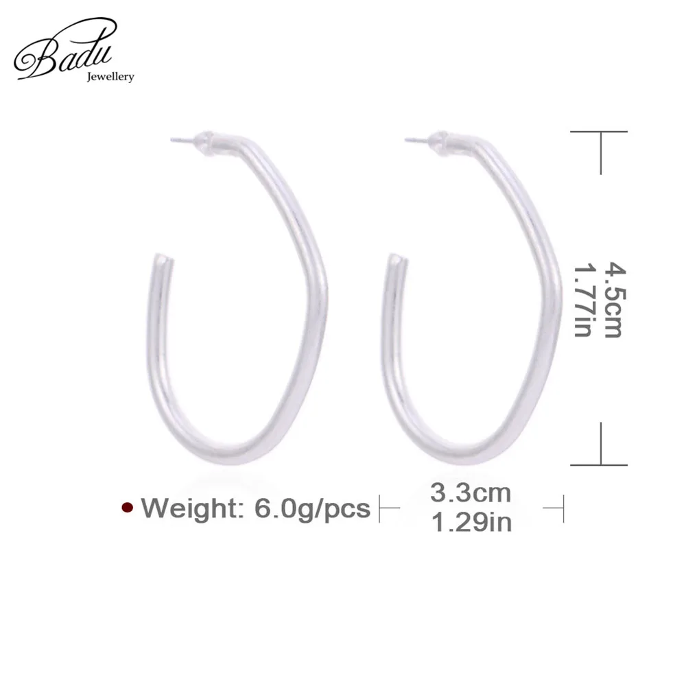 

Badu Geometric Metal Earring Studs Women Punk Fashion Hollow Metallic Open Cuff Stud Earrings Korea Style Wholesale Dropshipping
