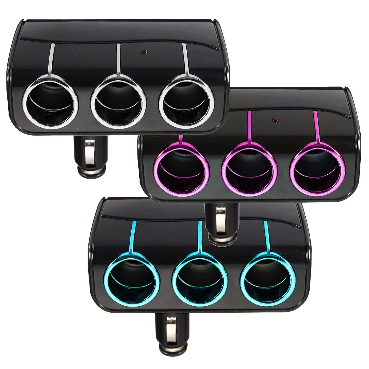DC 12V/24V Triple 3 Way Splitter Car Truck Cigarette Lighter Socket Power Adapter Charger Power Adapter Accessories
