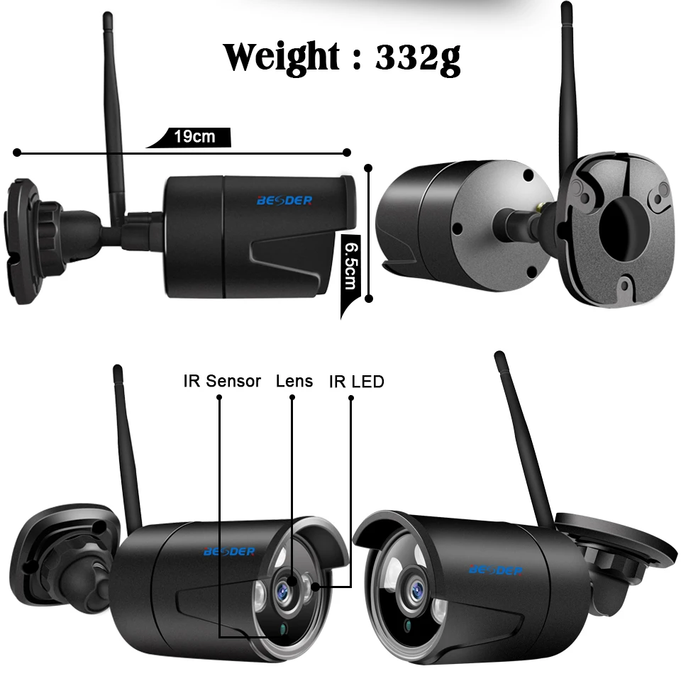 Беспроводная ip камера BESDER CamHi App 1080P 960P 720P Wifi водонепроницаемая видеонаблюдения IP66