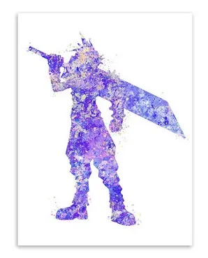 Оригинальная акварель финальная фантазия японская игра фотография домашнее