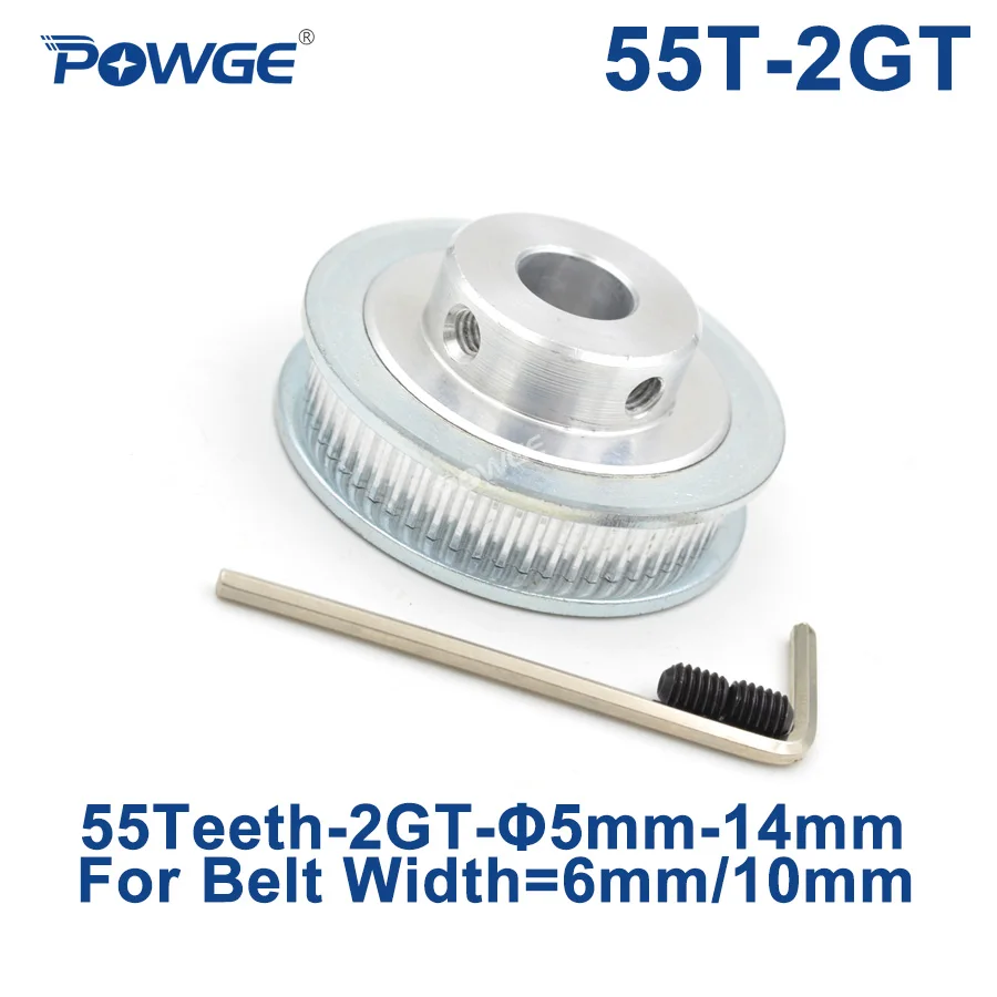 POWGE GT 55 зубцов 2GT зубчатый шкив Диаметр отверстия 5/6/6. 35/7/8/10/12/14 мм для GT2 открытая